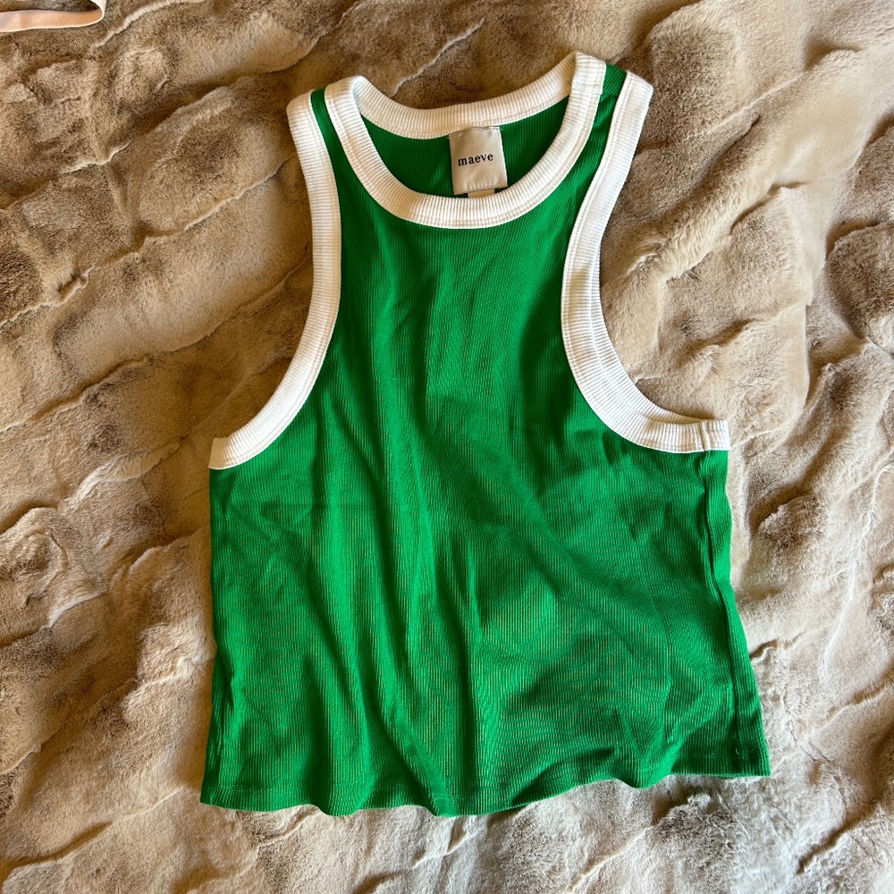 Anthropologie Maeve Blair Stretch Cotton Crop Racerback Tank Top